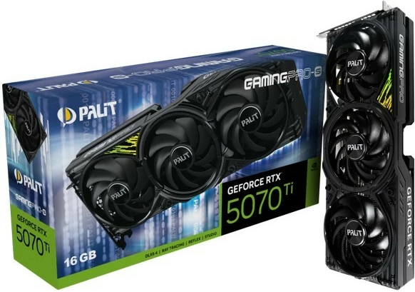 Grafična kartica Palit GeForce RTX 5070 Ti GAMING PRO-S, 16 GB GDDR7, 256-bit, 3 ventilatorji, črna