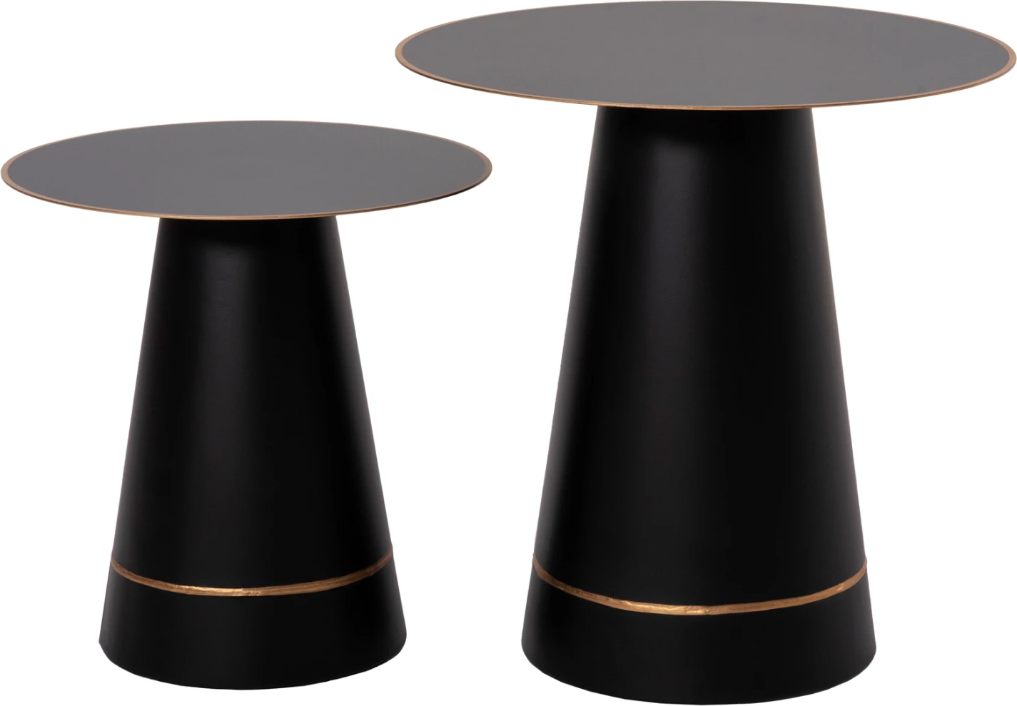 Klubske mize 2 kosa BALLI FH9996 okrogle kovinske v črni barvi Φ50 & Φ40 cm