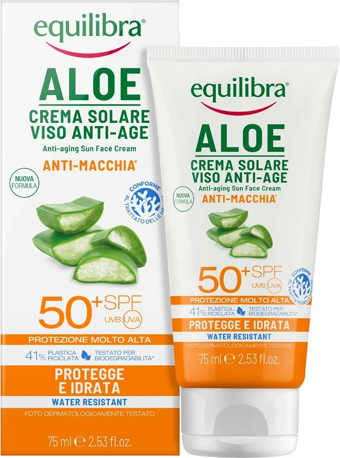 Krema za obraz proti soncu Equilibra Aloe Sun Anti-Wrinkle SPF50+ UVA/UVB, 75 ml