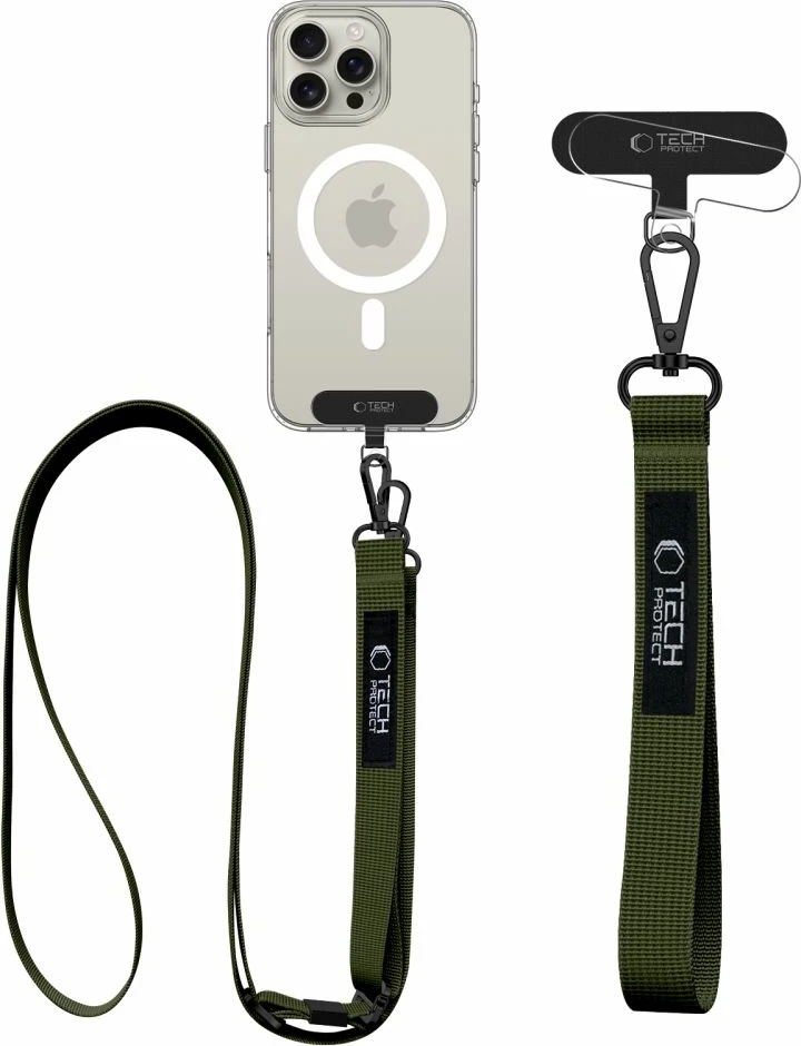 Pašček za vrat in zapestje za pametni telefon, s adapterjem, olivni komplet Tech-Protect C6S