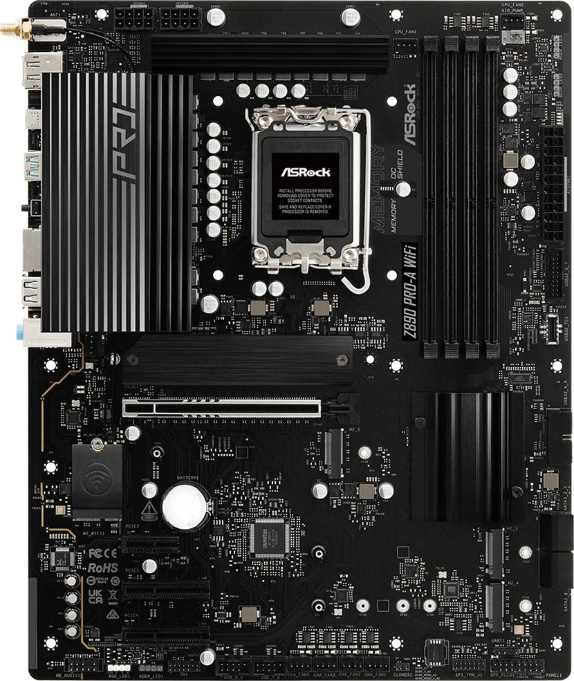 Matična plošča Asrock Z890 Pro-A WiFi, Socket 1851, ATX, Wi‑Fi 6E, Bluetooth 5.3, črna
