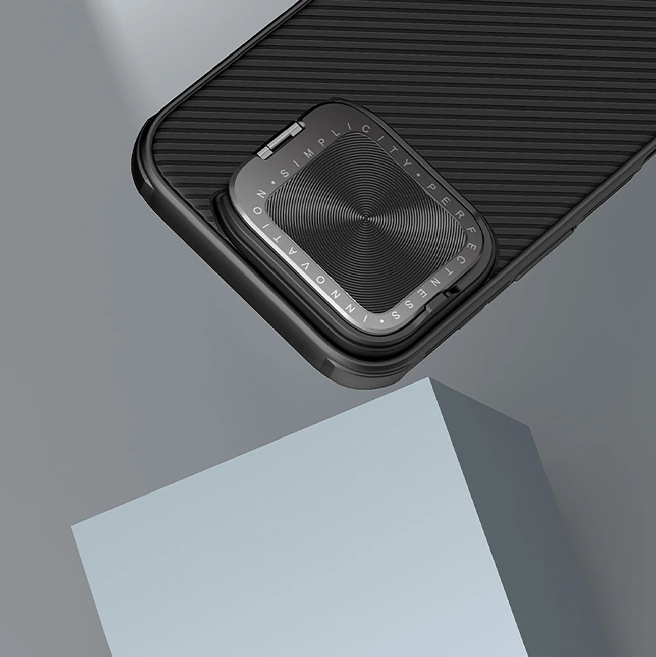 Ovitek za iPhone 16 Pro z zaščito kamere in držalom, Nillkin CamShield Prop, črn