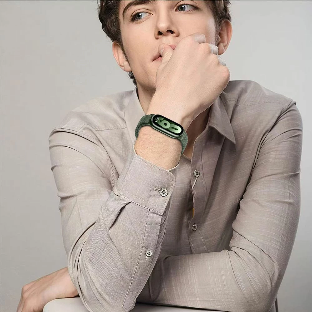 Najlonski pašček za pametno uro, Tech‑Protect NylonMag za Xiaomi Smart Band 8/9/NFC, bež