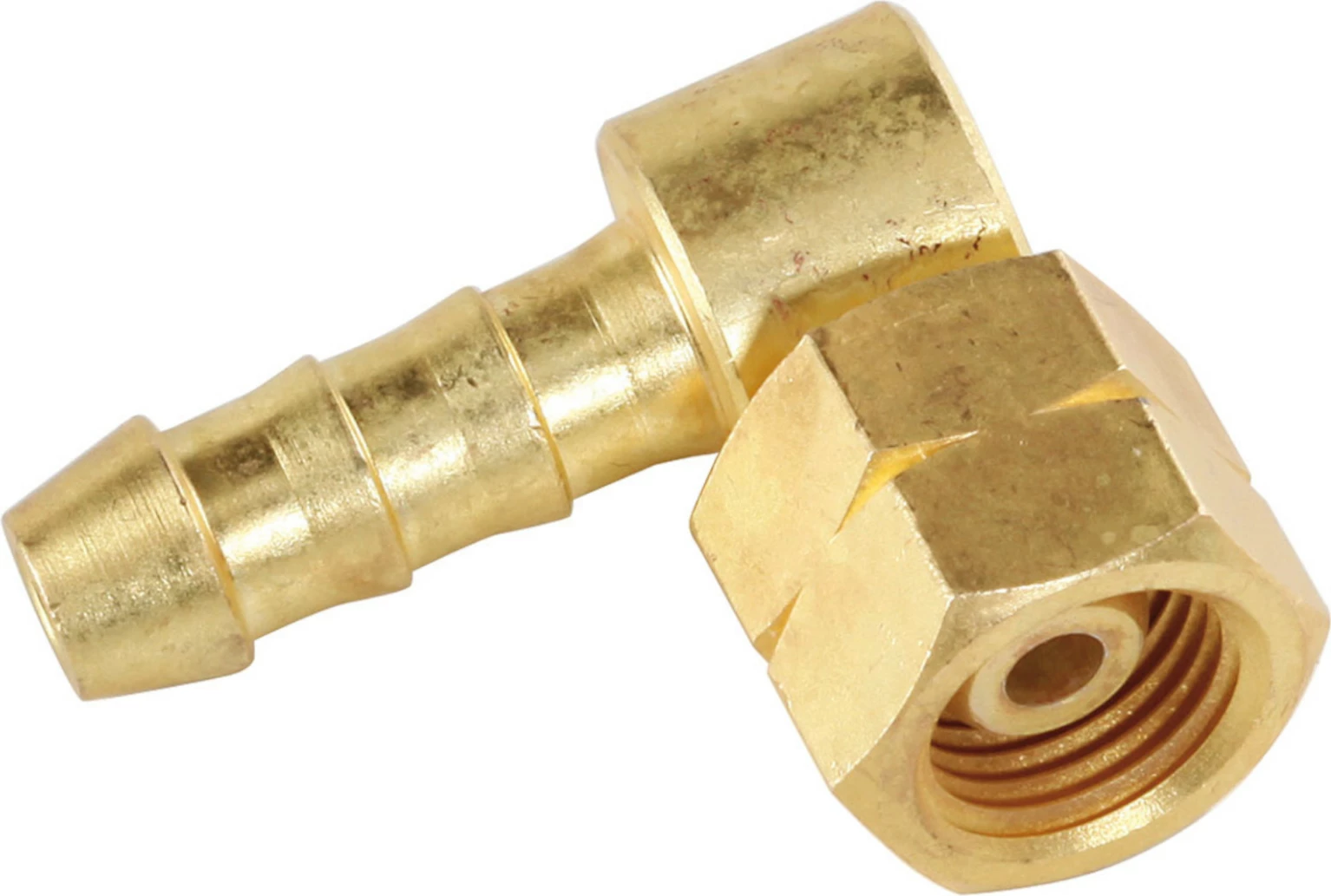 Kotni adapter za plinsko cev 8x15 mm, vijačni priključek 1/4'' LH, medenina — Meva U4352