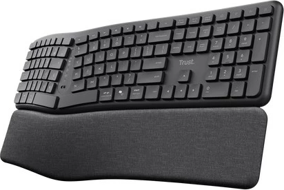 Ergonomska tipkovnica Trust Keyra, brezžična, polne velikosti, QWERTY, črna