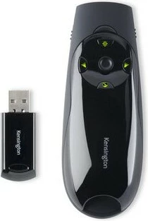 Prezenter z zelenim laserjem in upravljanjem kazalca, Kensington Expert, RF, USB, 45 m, črn
