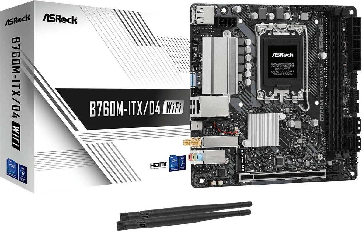 Matična plošča ASRock B760M-ITX/D4 WIFI, mini ITX, LGA1700, DDR4, WiFi 6E, črna