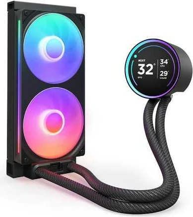 Vodeno hlajenje NZXT Kraken Elite 280 RGB V2 LCD, 2x14cm, IPS zaslon, za CPU, črno