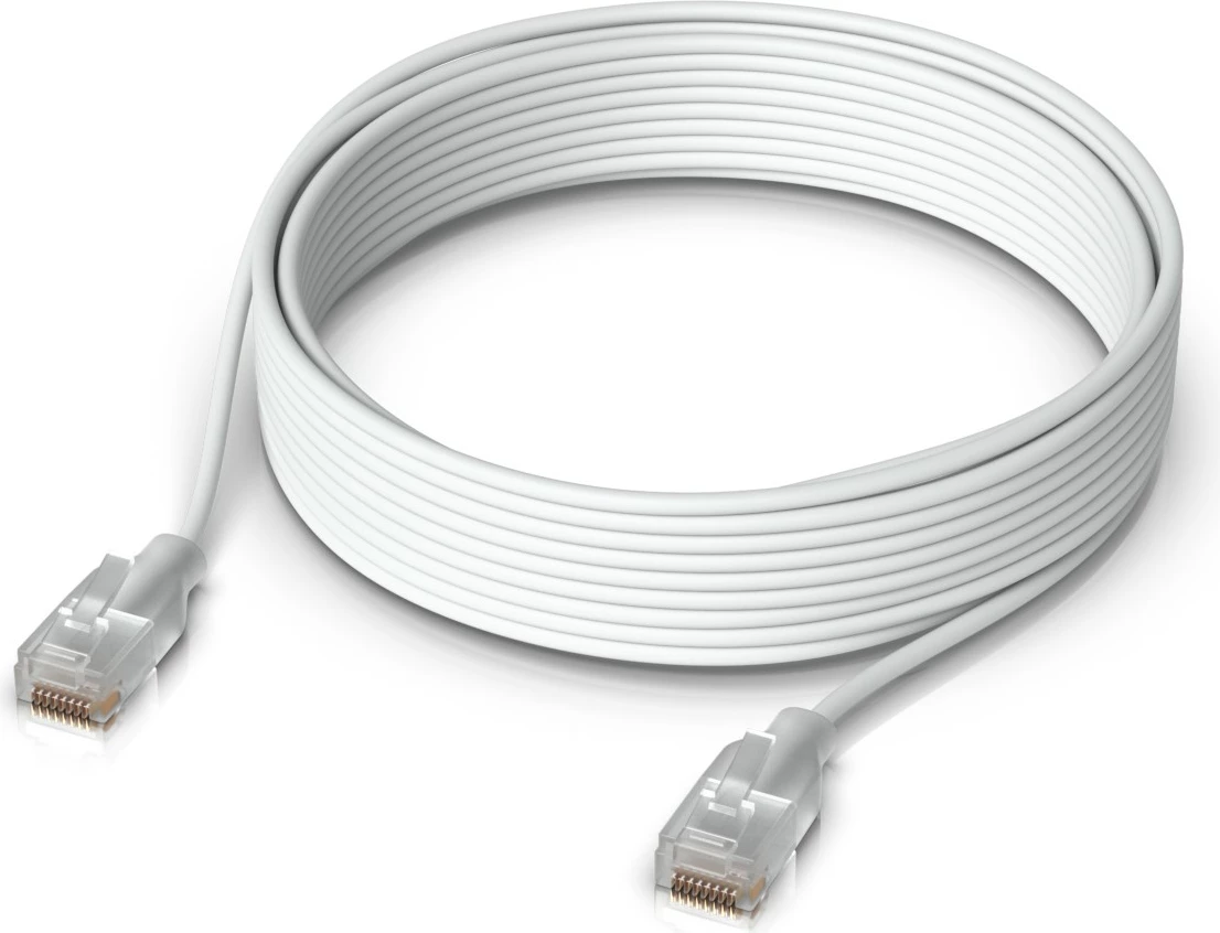 Omrežni kabel Ubiquiti UACC-Cable-Patch-EL-8M-W, Cat6, 8 m, RJ-45, prosojno bel