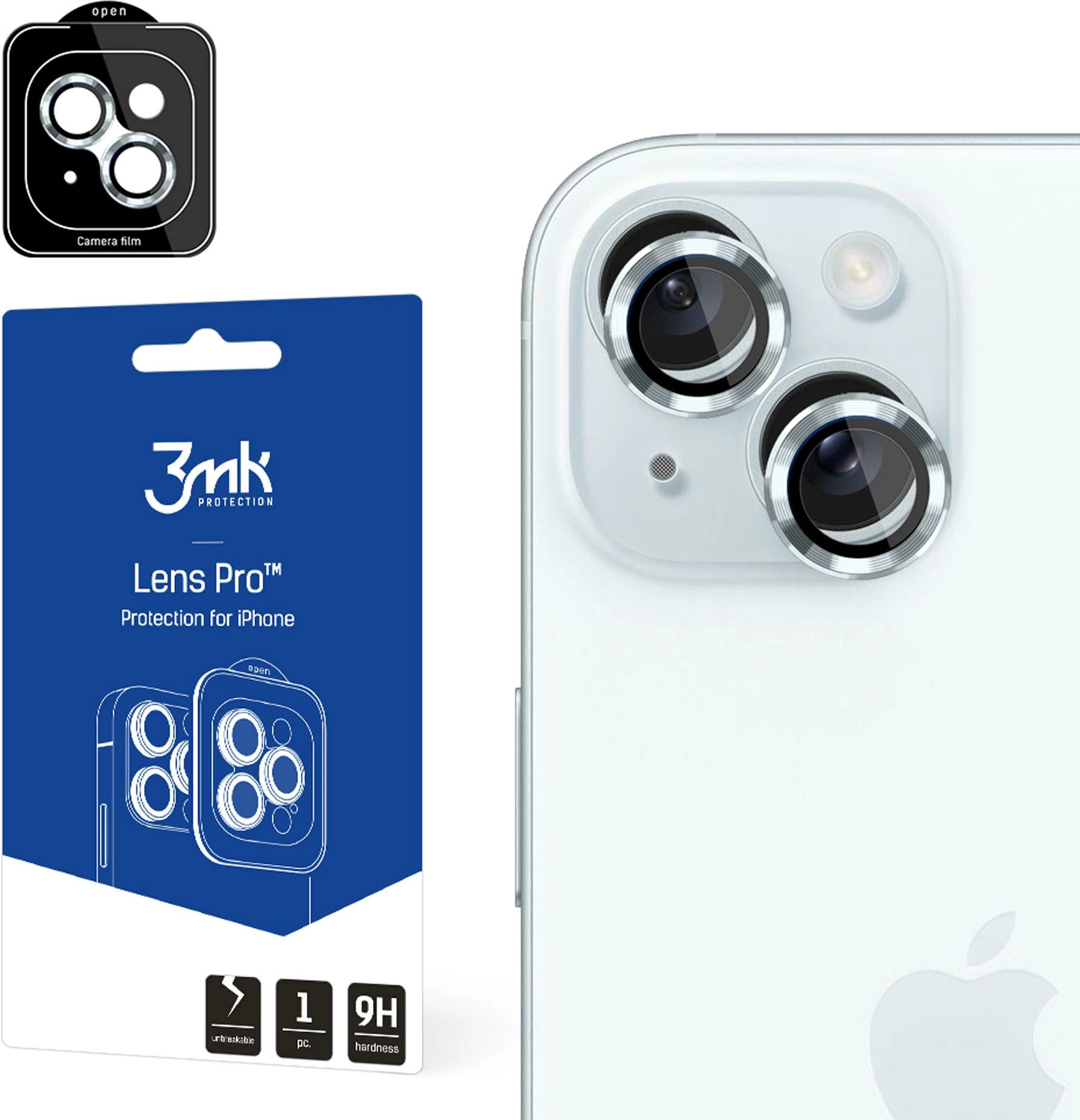 Zaščita leče 3mk Protection Lens Protection Pro za iPhone 15, modri okvir