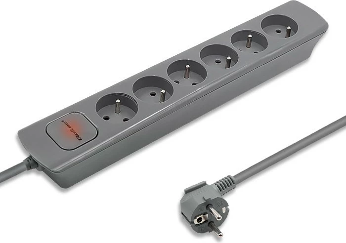 Razdelilnik Qoltec 50277, 6 vtičnic, 1,8 m, sivi