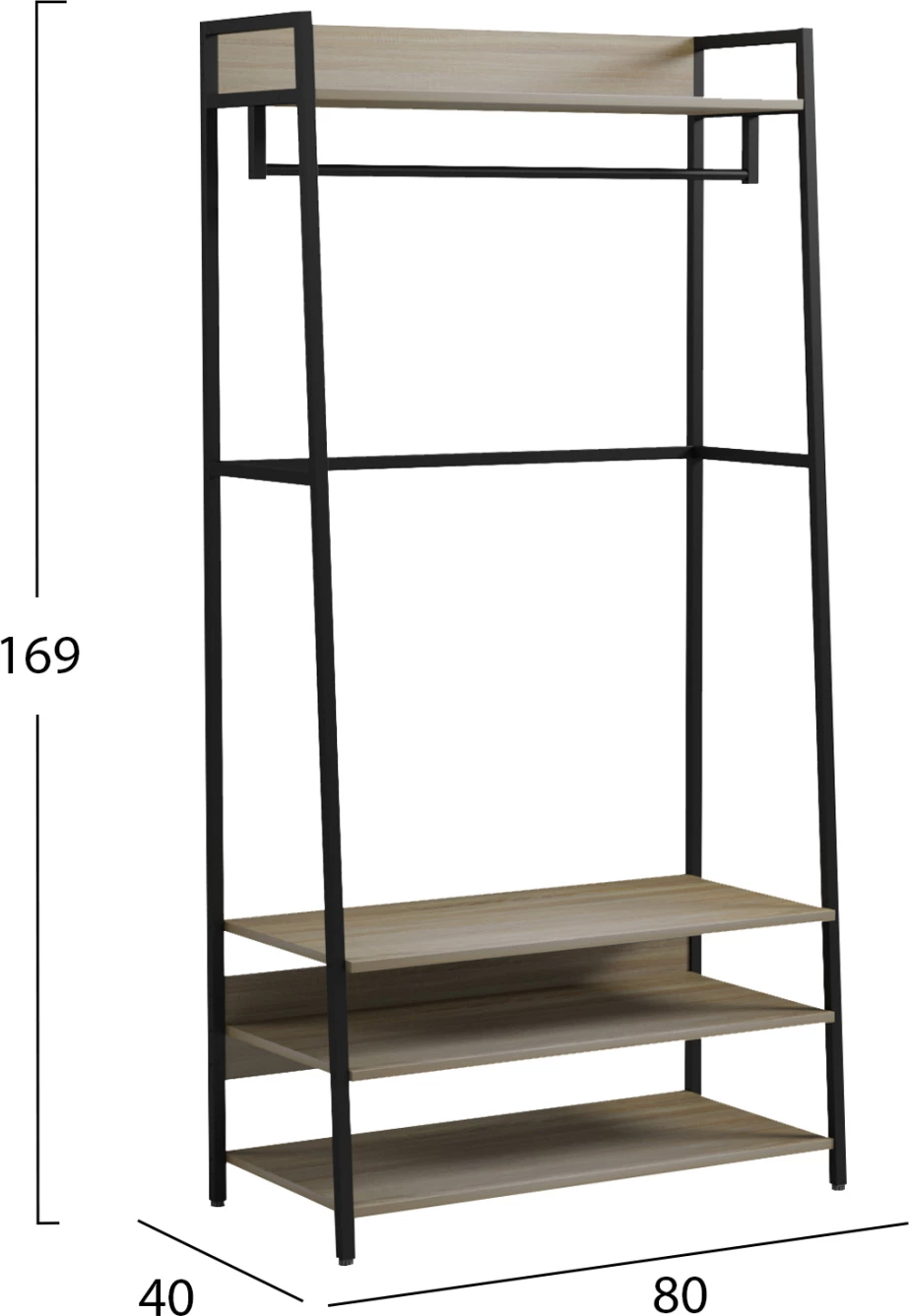 Pohištvo za predsobo/odprta garderobna omara Aranja FH18084 kovina-melamin 84x40x169H cm.