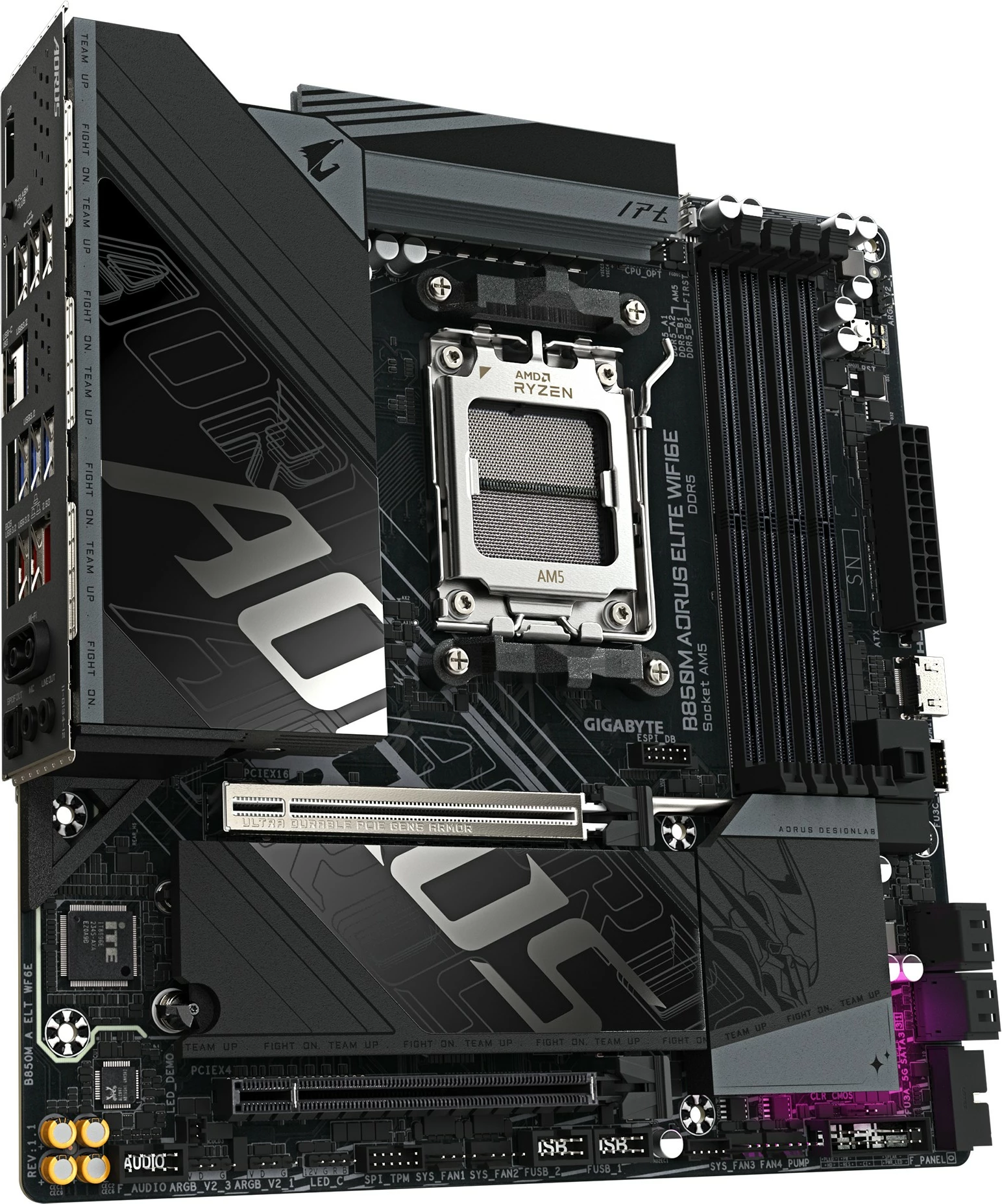 Plošča za matično ploščo Gigabyte GA-B850M A ELT WF6E, Socket AM5, WiFi, PCIe 5.0, črna