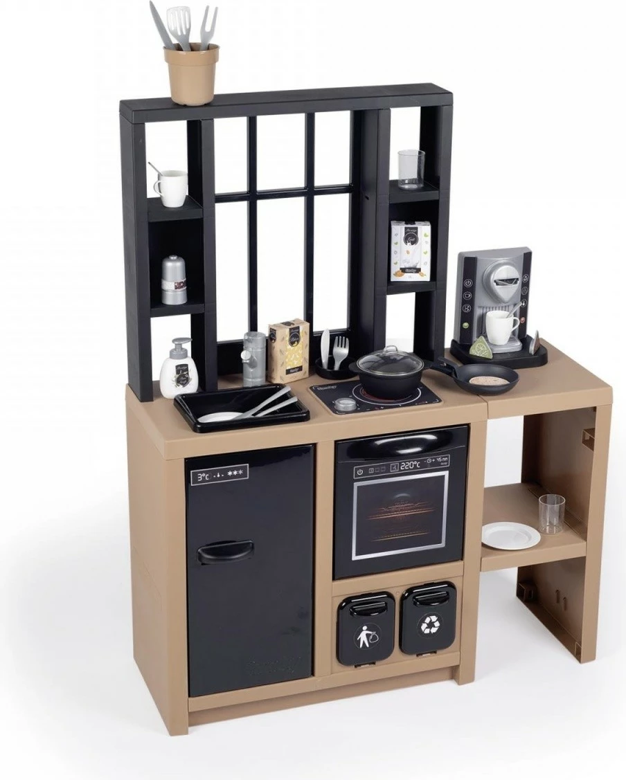Igrača kuhinja Loft Kitchen Smoby, plastika, večbarvna, set s 32 dodatki