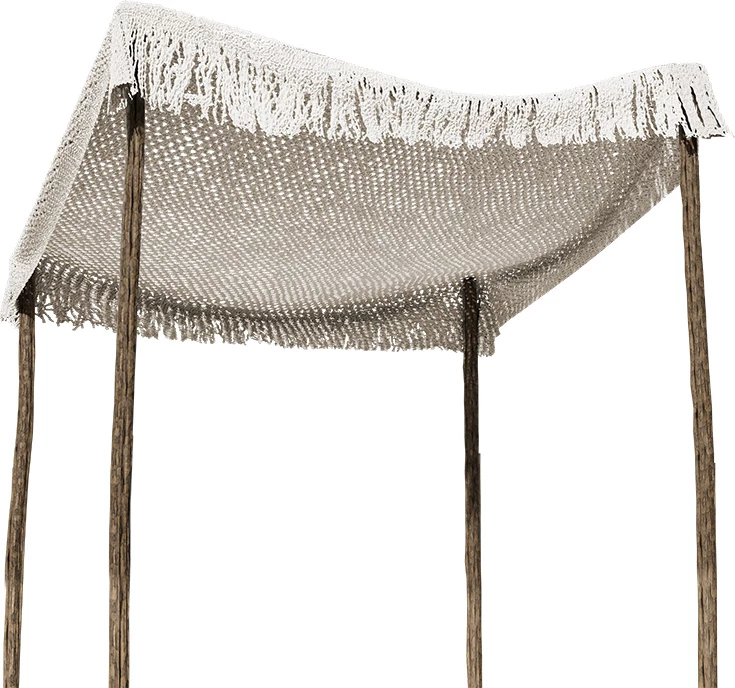 Streha za ležalnik, makrame, bež, 2x2 m