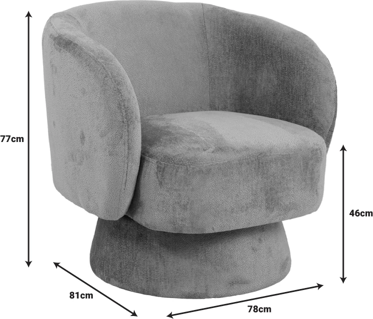 Vrtljivi fotelj, medene barve, 78x81x77 cm