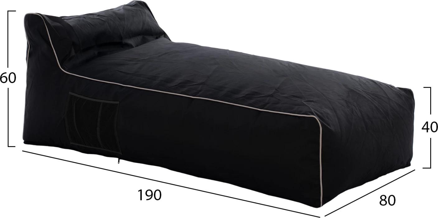 Ležalni pouf WADELIN FH5774.12 s textilene črno in belo obrobo 190x80x40-60 cm