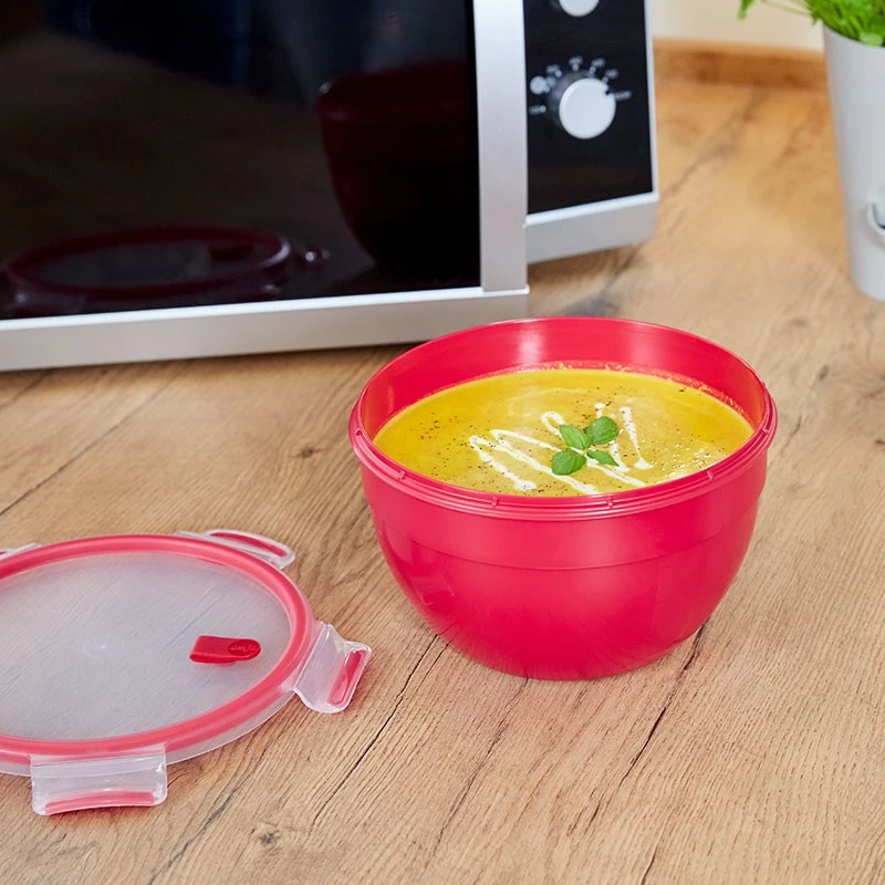 Posoda za mikrovalovno pečico Emsa Clip & Micro N10605, plastika, z ventilom, rdeča