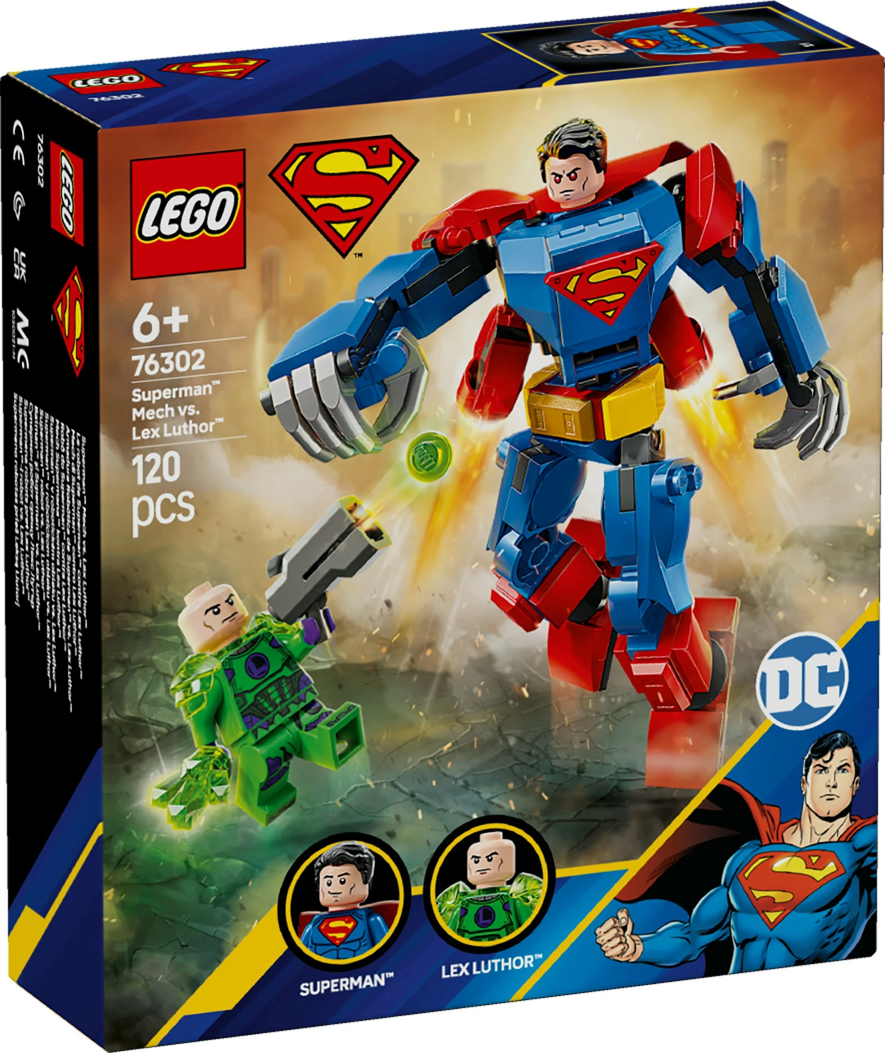 Gradbeni set LEGO DC Super Heroes Superman Mech proti Lex Luthor, 76302, 120 kosov, večbarven