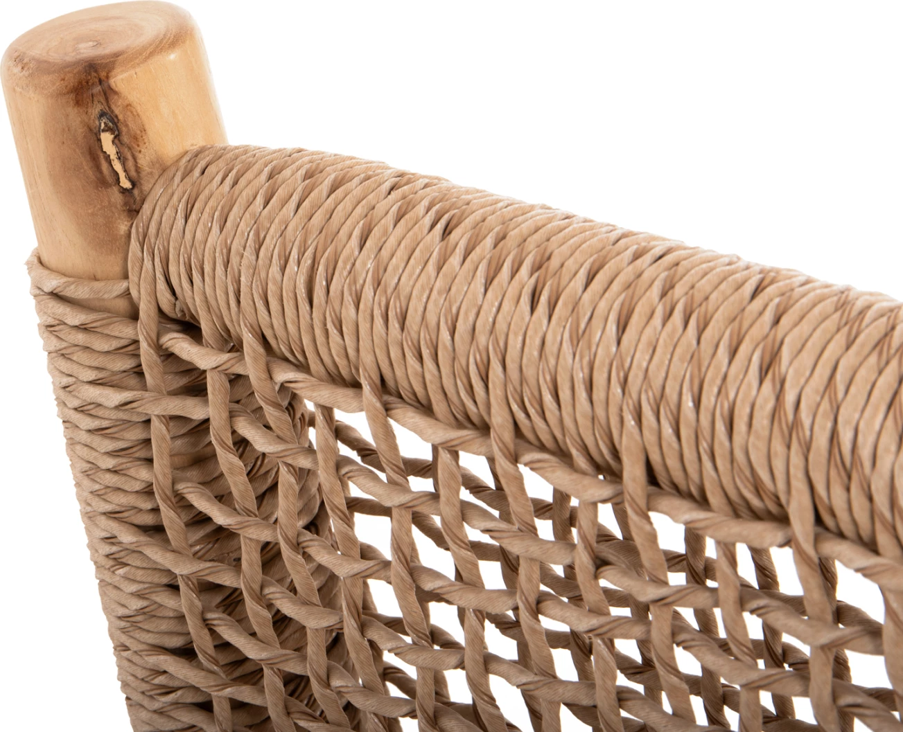 Zunanji 4-delni lounge set LONDER iz masivnega tikovega lesa in sintetičnega ratana v naravni barvi