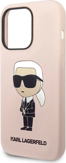 Silikonski ikonični ovitek za iPhone 14 Pro Max, Karl Lagerfeld, roza