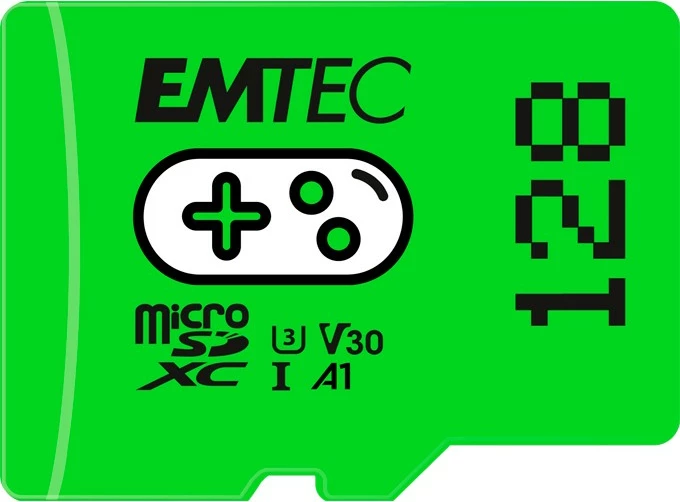 MicroSDXC 128 GB, UHS‑I U3 V30, EMTEC ECMSDM128GXCU3G, zelena