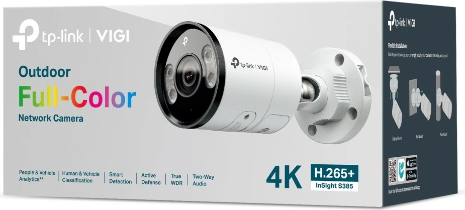 Varnostna kamera VIGI InSight S385 TP-LINK, 8 MP, 2,8 mm, IP67, bela/črna