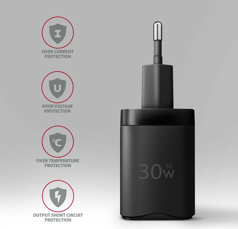 Hitri polnilec AXAGON ACU-PQ30, 30 W, 2 vrata (USB-A QC3.0/4.0 + USB-C PD3.0), črn