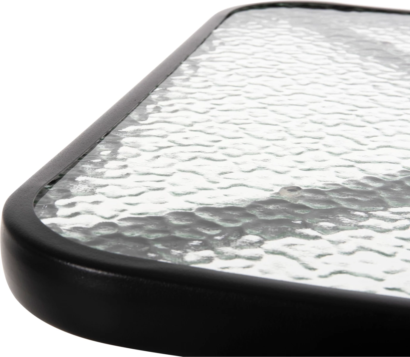 Zunanja miza kvadratna FIGO FH5035.03 iz črnega kovinsko-steklenega materiala 60Χ60Χ70Hcm