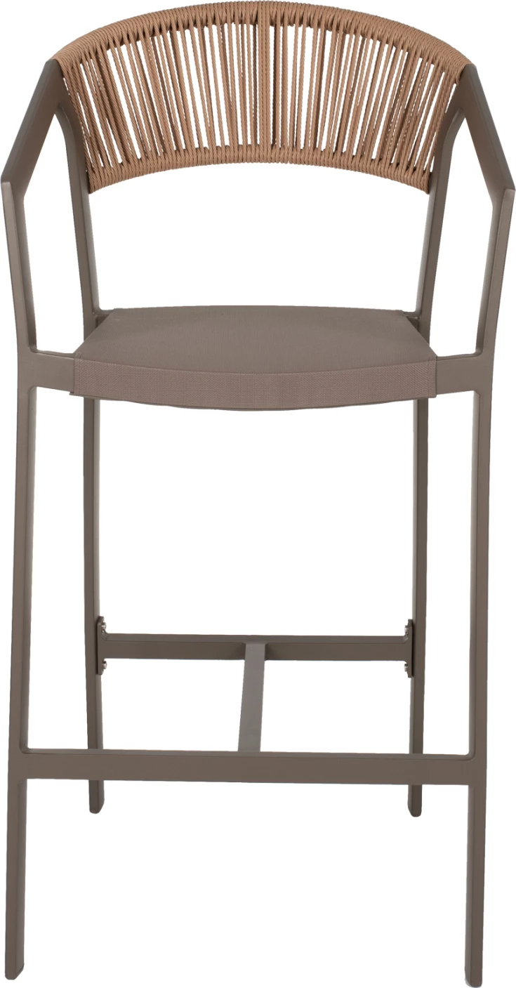 Barski stol aluminij z nasloni za roke v šampanjski barvi iz tekstilena in PE ratana 56x58x105H cm FH5892.23