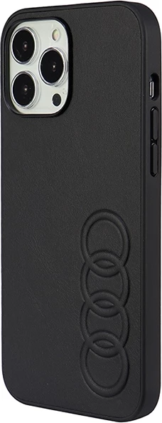 Ovitek Audi za iPhone 13 Pro Max 6,7", umetno usnje, črn
