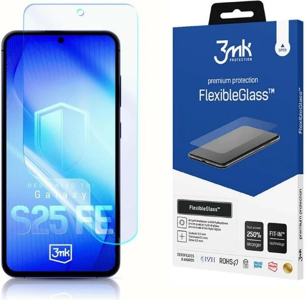 Hibridno zaščitno steklo, 3MK FlexibleGlass 3M008135, za pametni telefon Samsung Galaxy S25 FE 6,7", prozorno