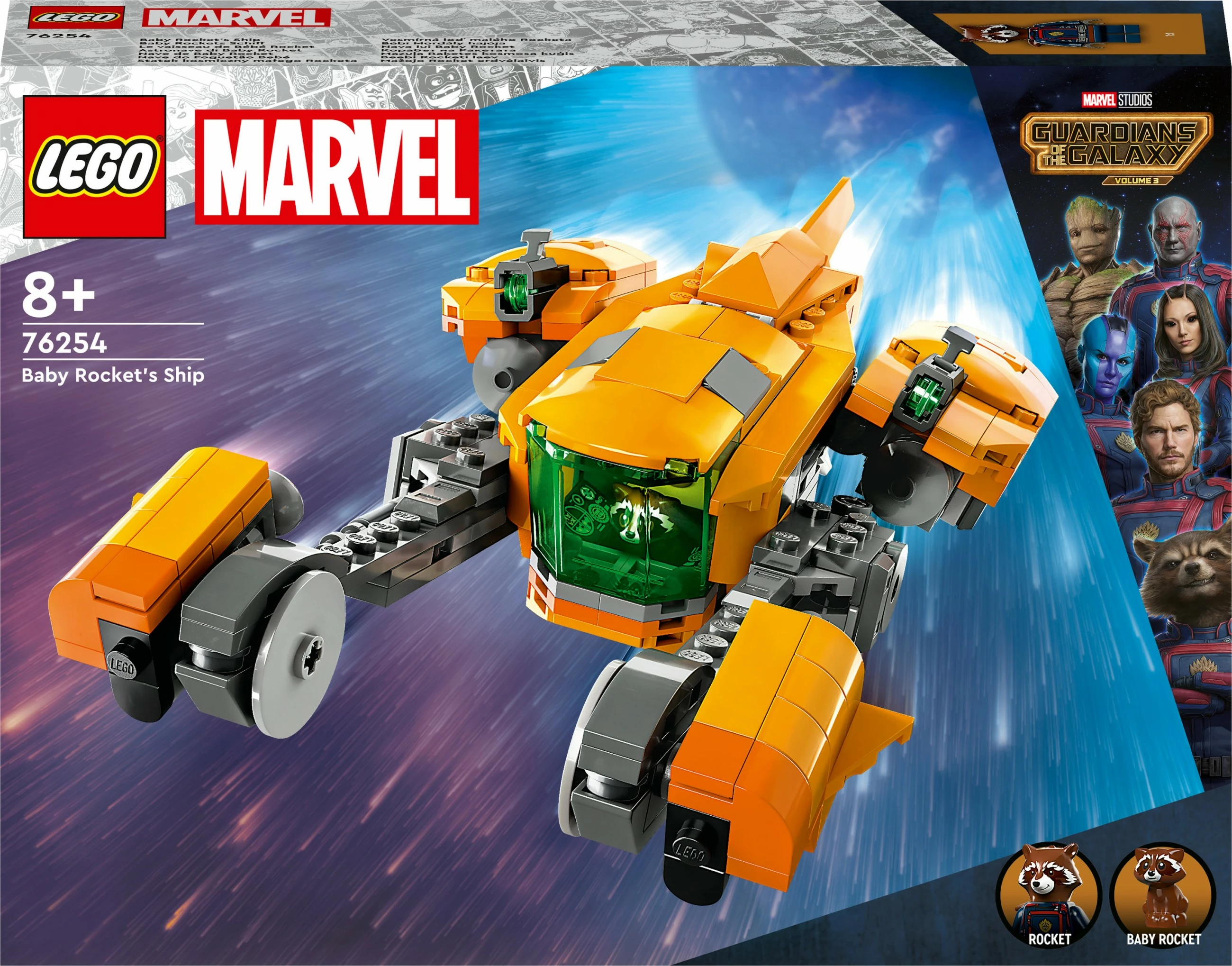 Gradbeni set LEGO Marvel Baby Rocketovo plovilo, 330 kosov, večbarvno