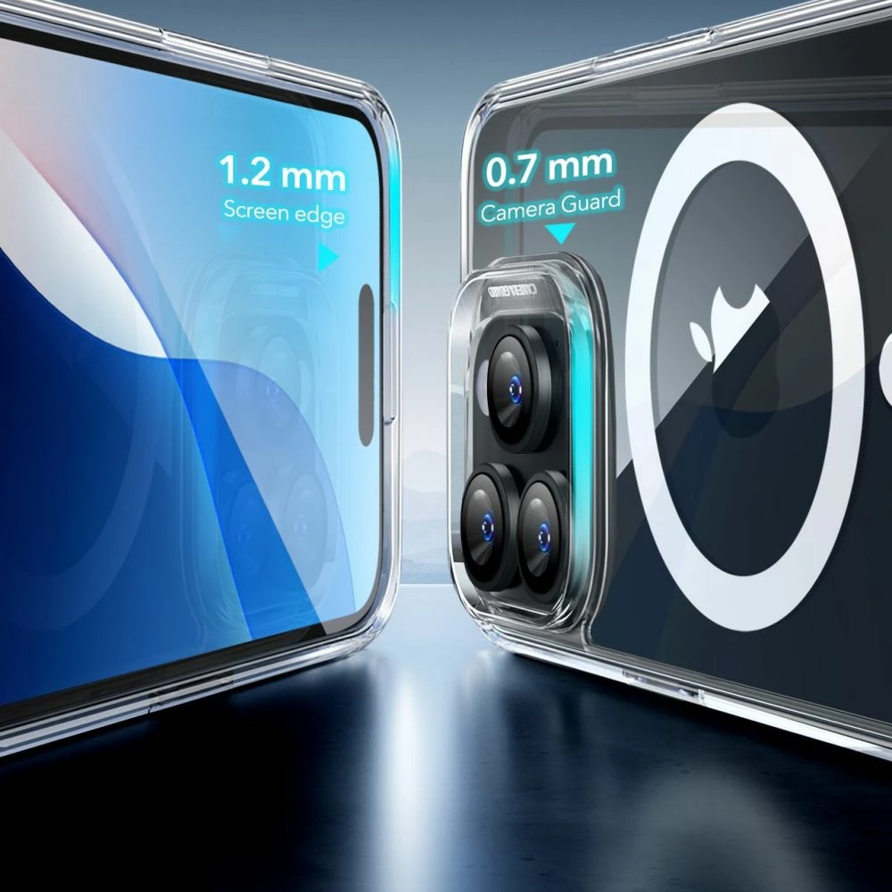 Ovitek za telefon Classic Hybrid HaloLock z MagSafe in kaljeno steklo, ESR, za iPhone 16 Pro Max, prozoren