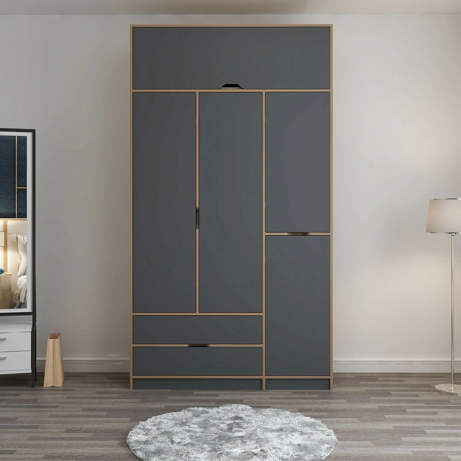 Omara Skye Decor Elina, antracit in les, 140x253x52 cm