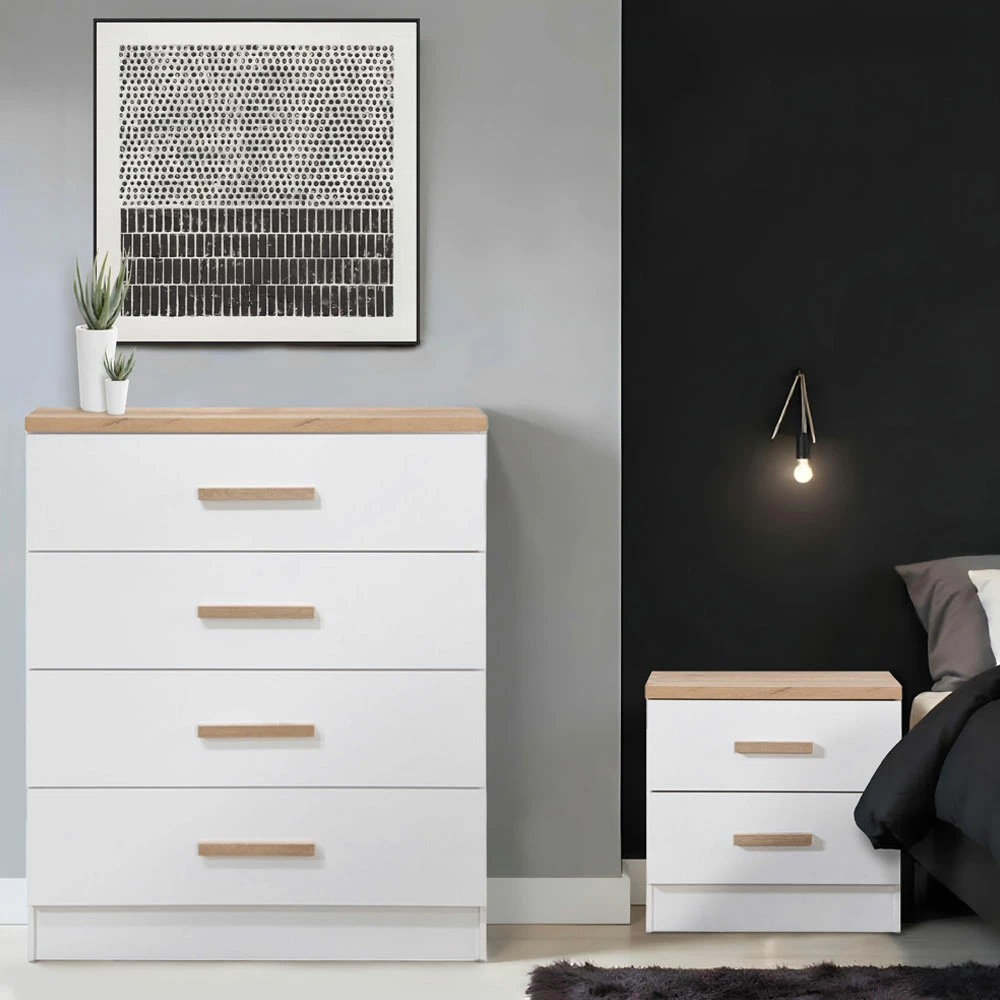 Komoda s 2 predali, naravna bela, 50x40x50 PRACTICO