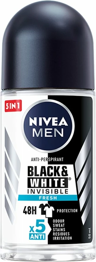 Roll-on antiperspirant za moške Nivea Men Black&White Invisible Fresh, 50 ml, Black&White
