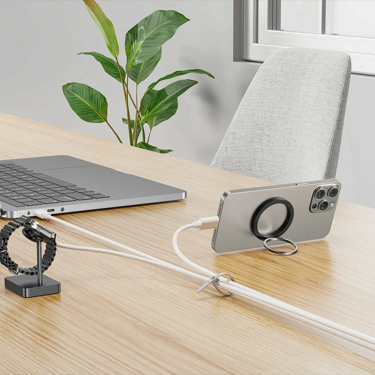 Silikonski trakovi za kable Unitek, 5 kosov, črno/sivi