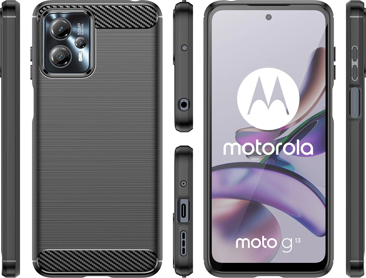 Ovitek za telefon Hurtel Carbon za Motorola Moto G53/G13, TPU, črn