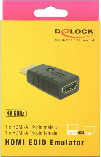 Adapter HDMI, DeLOCK 63320, moški-ženska, 4K 60 Hz, črno