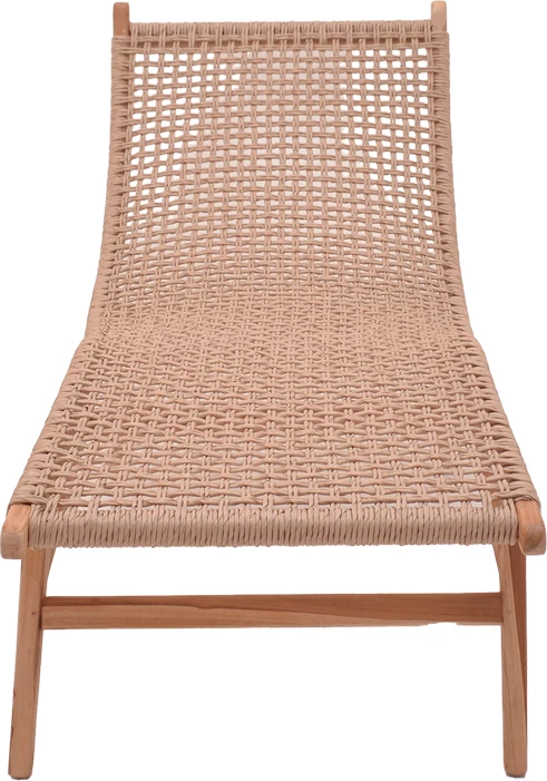 Ležalnik Rebelise, naravna barva, teak les in PE vrv, 60x180x85 cm