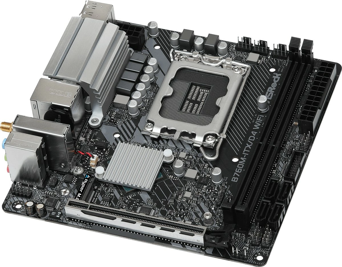 Matična plošča ASRock B760M-ITX/D4 WIFI, mini ITX, LGA1700, DDR4, WiFi 6E, črna