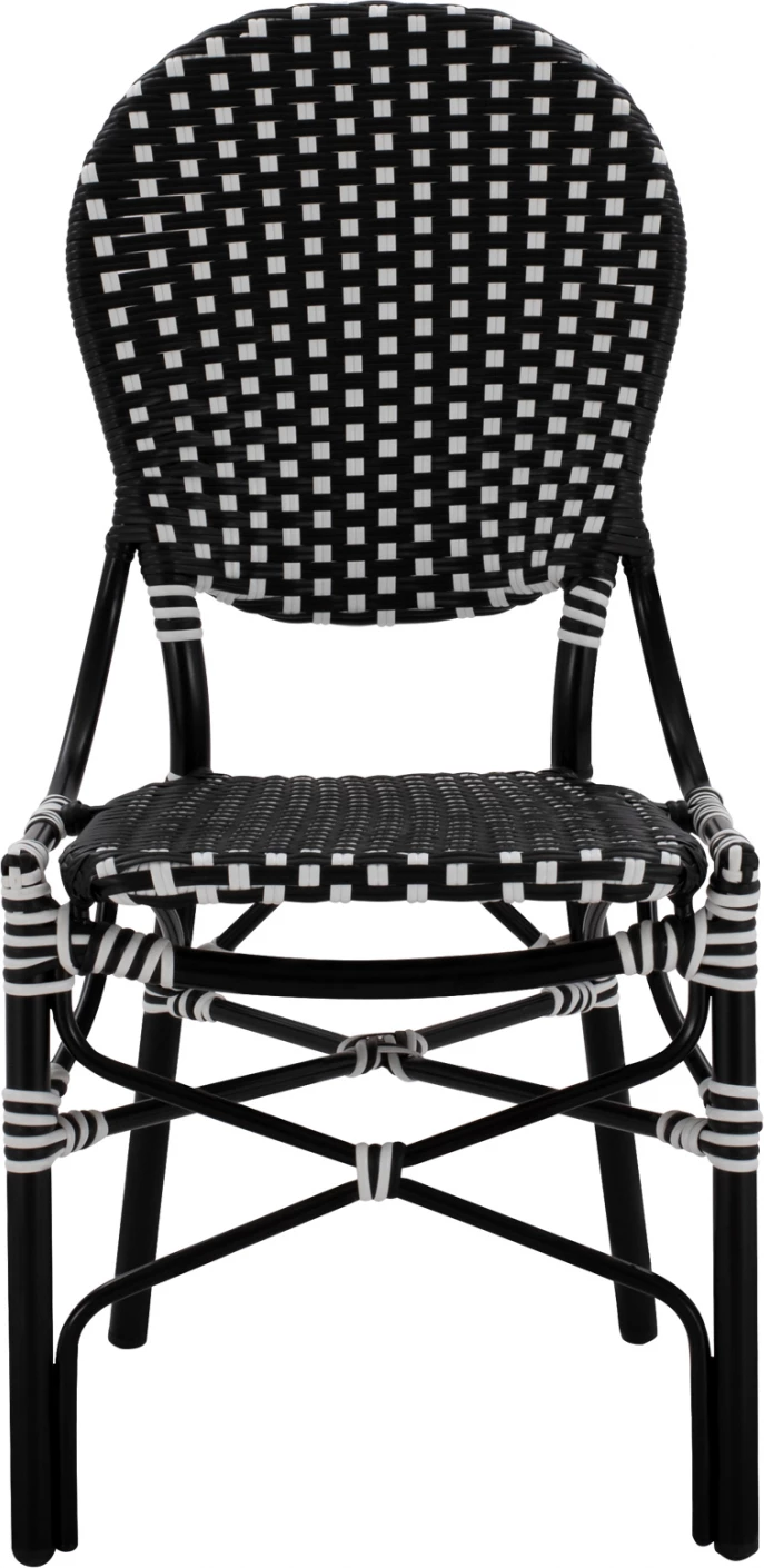 Aluminijasti stol bambus videza s pletenjem črno belo FH5792.02 46x60x96 cm