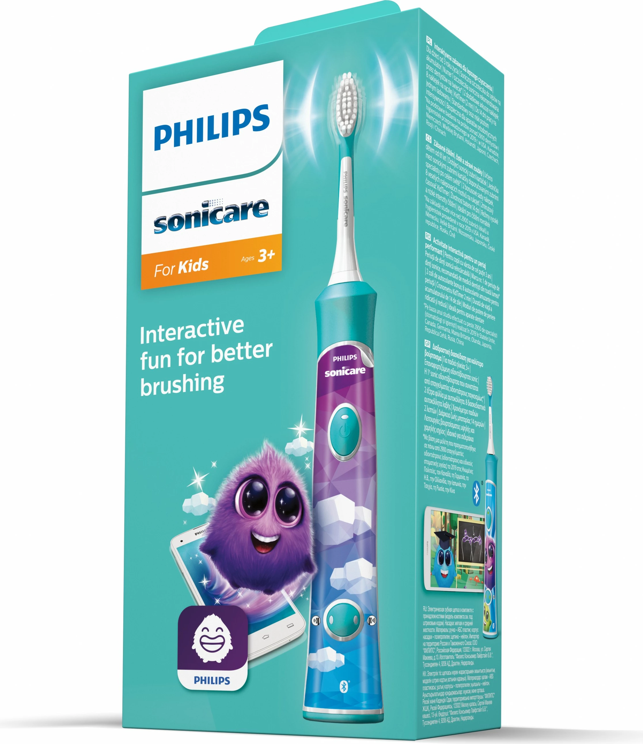 Električna zobna ščetka za otroke Philips Sonicare HX6322/04, Bluetooth, modra