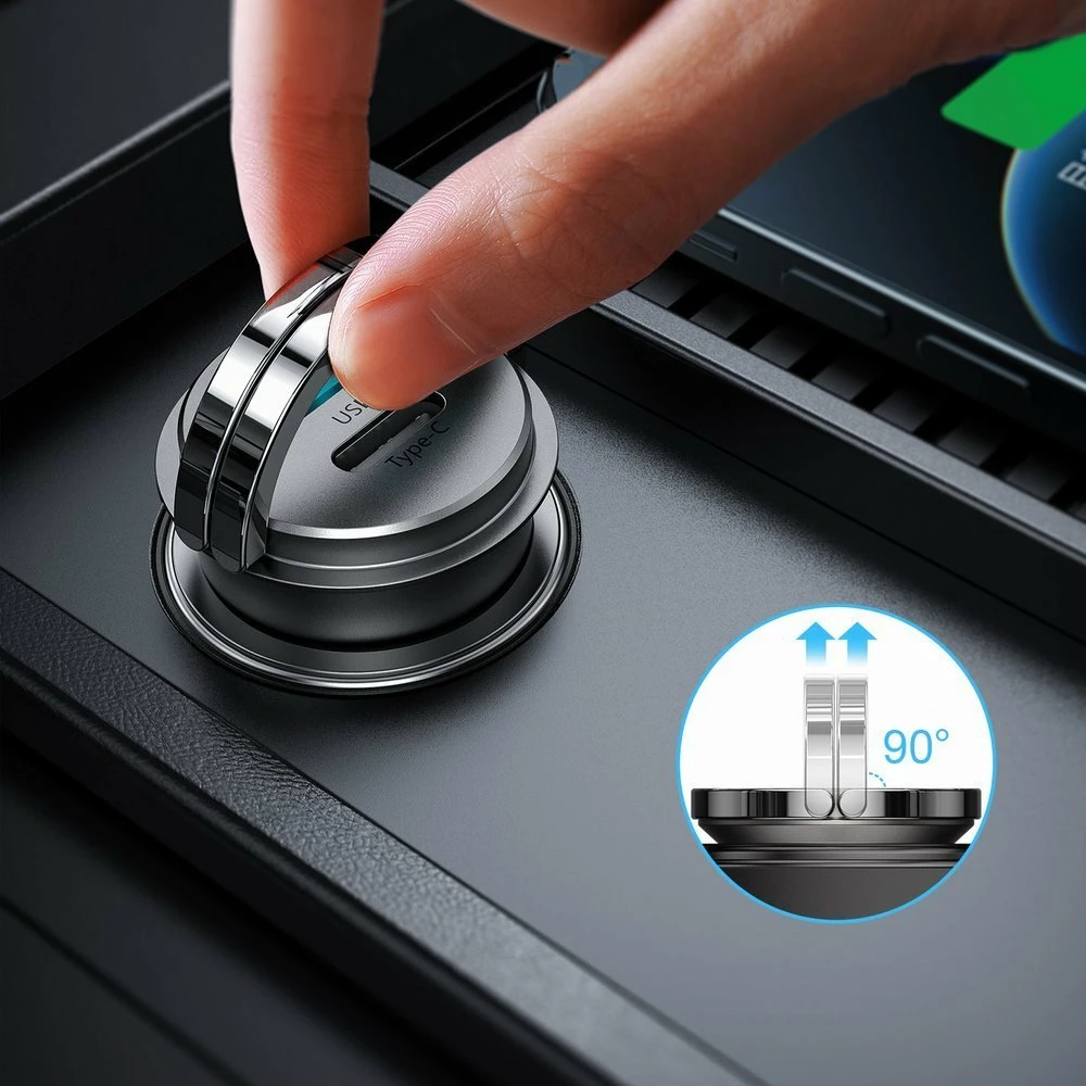 Avtomobilski polnilec, Joyroom C-A35, 45 W, 2x USB/USB-C, siva