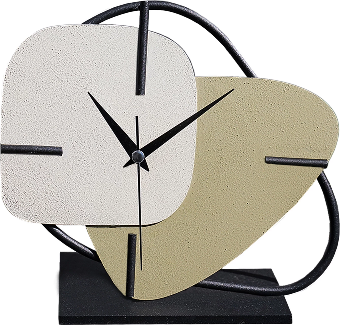 Namizna ura FH4338 kovinska v ecru-svetlo zeleni-črni osnovi 25x22H cm