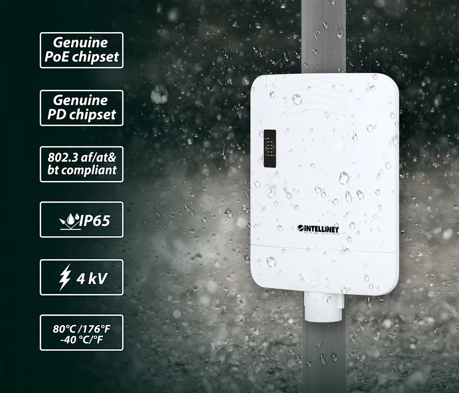 Zunanji stikalnik z 5 gigabitnimi vrati in POE++ Passthrough, Intellinet 509220