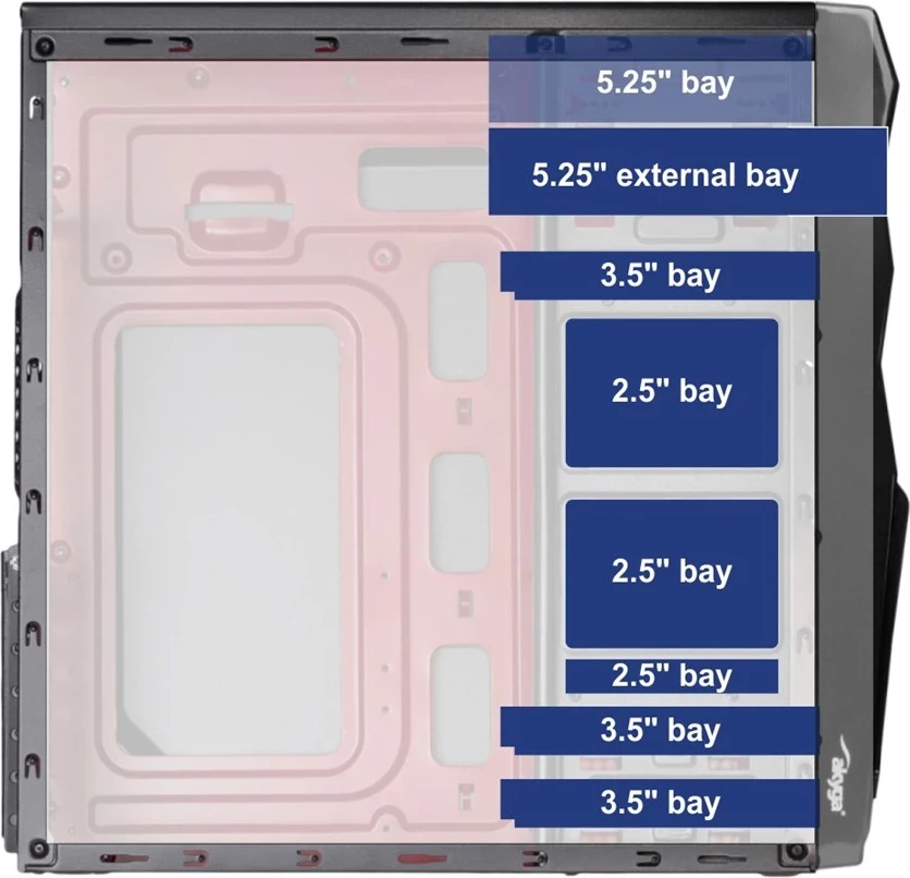 Kompjuterska kaseta Akyga AK995BK, PC ATX, črna