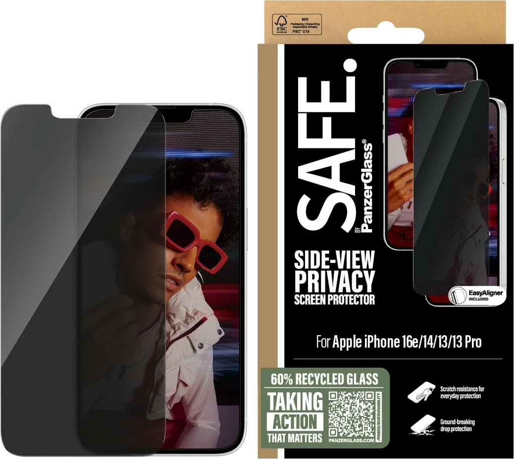 Zaščita zaslona s funkcijo zasebnosti PanzerGlass za iPhone 16e/14/13/13 Pro, prozorna