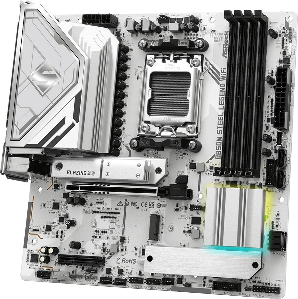 Matična plošča Asrock B850M Steel Legend WiFi, Socket AM5, micro ATX, bela